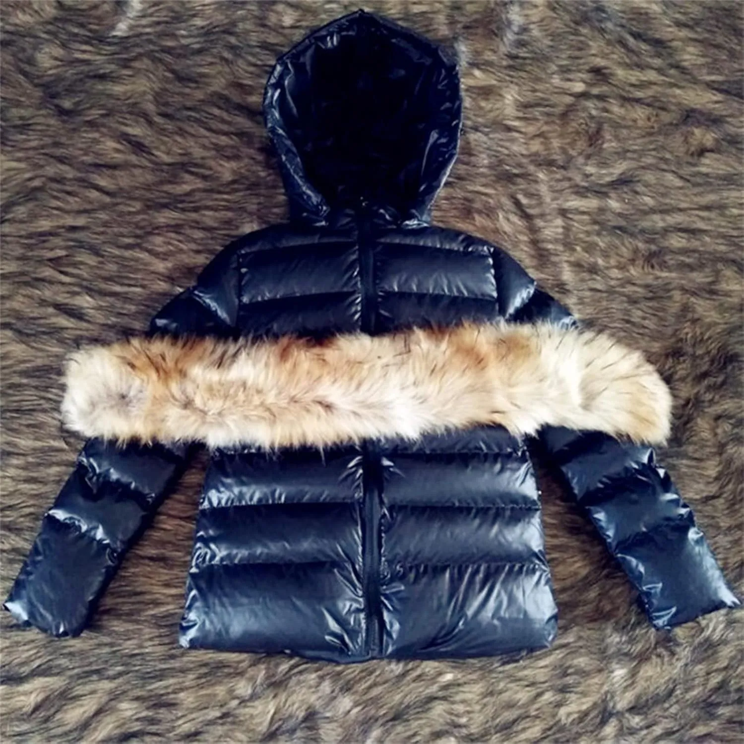 DGHM-JLMY Women's Fur Collar Fashion Slim Down Cotton Winter Hooded Coat Thicken Puffer Parka Puffer Coat Warm Down Jacket