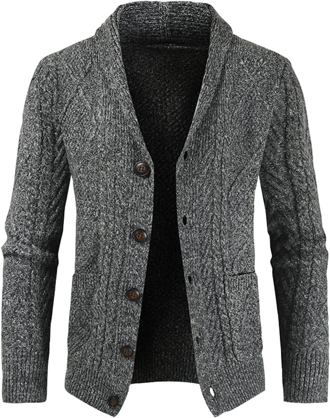 DuDubaby Autumn and Winter Men's Fashion Loose Cardigan Warm Lapel Hooded Jacket Sweater