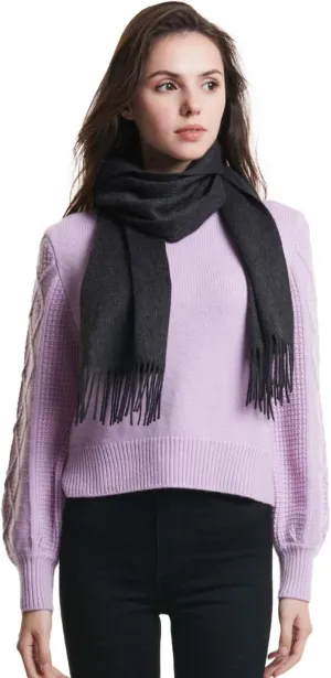 EURKEA 100% Cashmere 2024 Winter Scarf for Women, Fringed Edges, Warm & Soft, Lightweight, Gift Ready, Solid/Plaid/Two-Tone