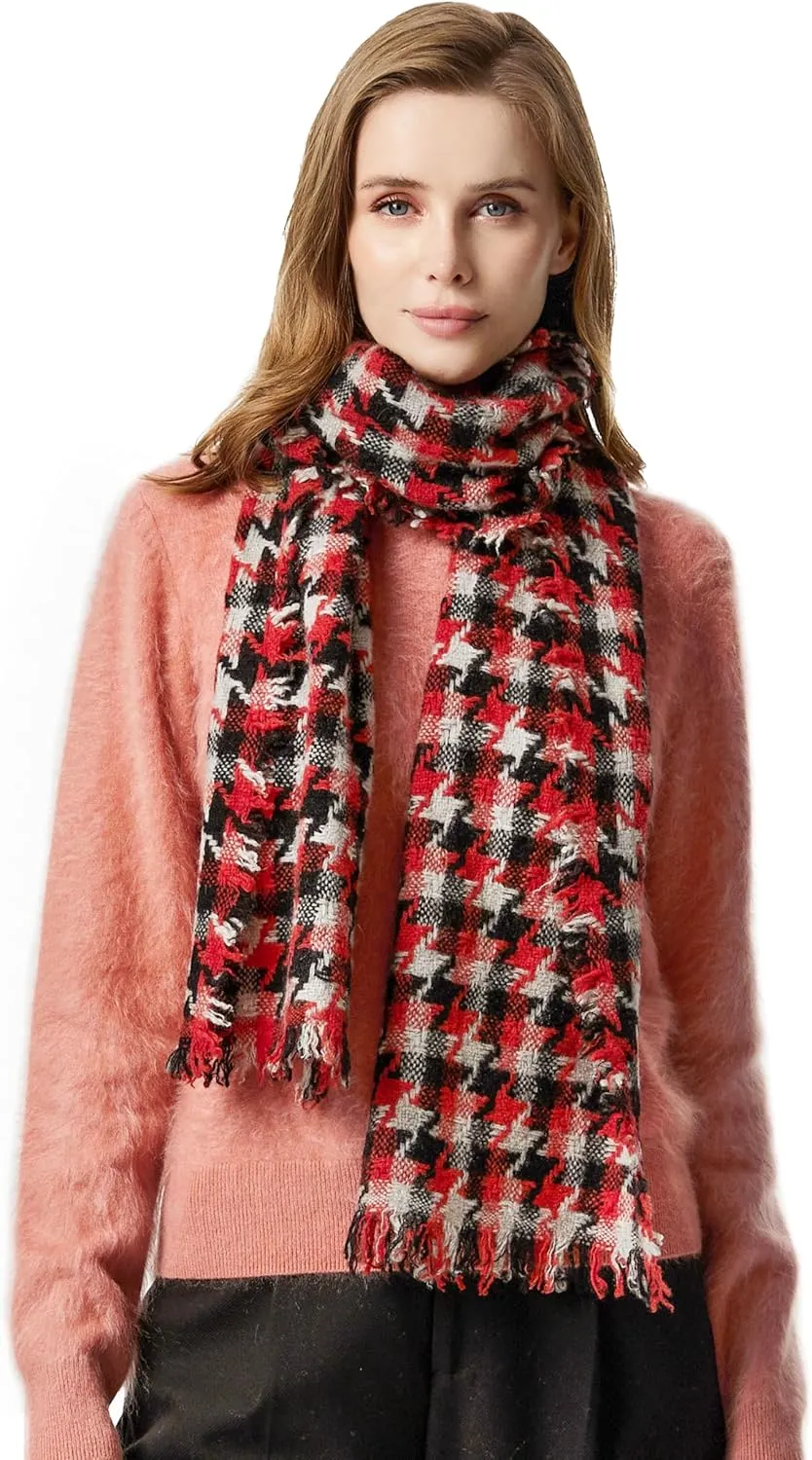 EURKEA 100% Cashmere 2024 Winter Scarf for Women, Fringed Edges, Warm & Soft, Lightweight, Gift Ready, Solid/Plaid/Two-Tone