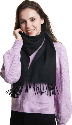 EURKEA 100% Cashmere 2024 Winter Scarf for Women, Fringed Edges, Warm & Soft, Lightweight, Gift Ready, Solid/Plaid/Two-Tone