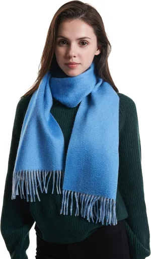 EURKEA 100% Cashmere 2024 Winter Scarf for Women, Fringed Edges, Warm & Soft, Lightweight, Gift Ready, Solid/Plaid/Two-Tone