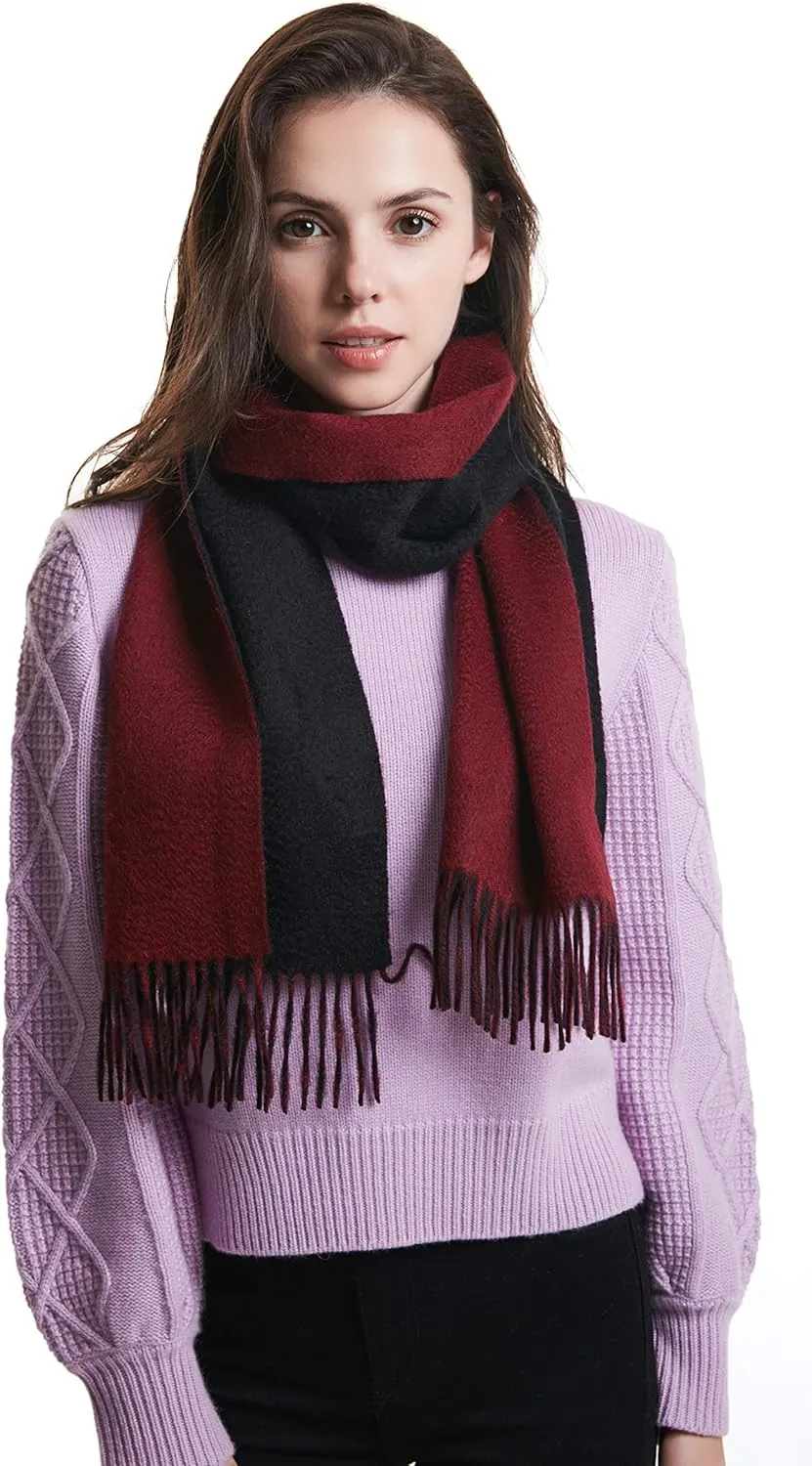EURKEA 100% Cashmere 2024 Winter Scarf for Women, Fringed Edges, Warm & Soft, Lightweight, Gift Ready, Solid/Plaid/Two-Tone