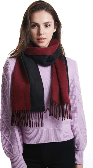 EURKEA 100% Cashmere 2024 Winter Scarf for Women, Fringed Edges, Warm & Soft, Lightweight, Gift Ready, Solid/Plaid/Two-Tone