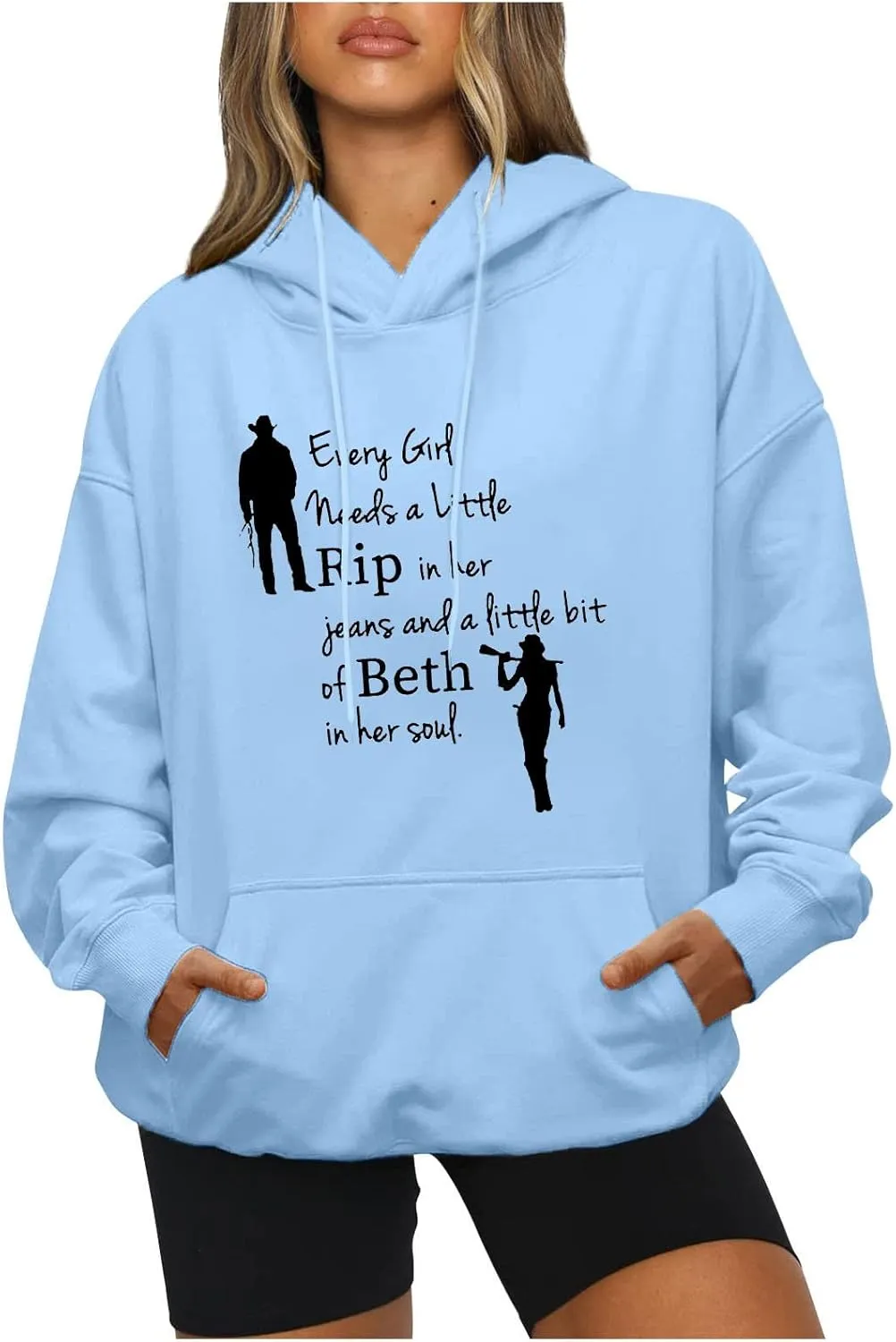 Every Girl Needs A Little Rip in Her Jeans Women Long Sleeve Hoodies Sweatshirts Drawstring Pullovers Tops Vintage Clothes