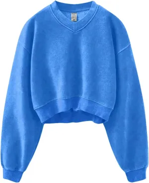 FAIABLE Womens Oversized Hoodie Crop Heavyweight Hoodies Vintage Acid Wash Hoodie Cotton Fleece Hoodies for Women