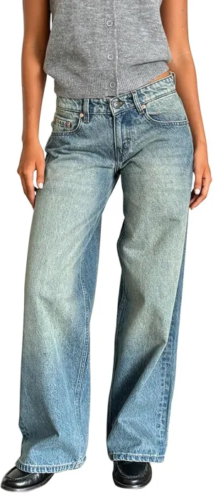 Fanvereka Low Rise Jeans for Woman Denim Pants Y2k Straight Leg Trousers with Pockets Boyfriend Girlfriend Streetwear