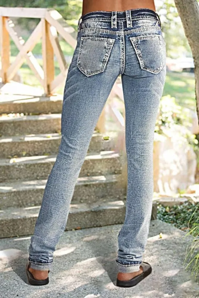 Flamingals Low Rise Skinny Jeans for Women Stretch Butt Lifting Bootcut Denim Pants