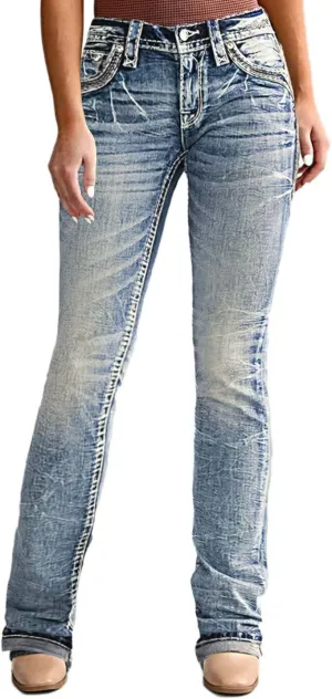 Flamingals Low Rise Skinny Jeans for Women Stretch Butt Lifting Bootcut Denim Pants