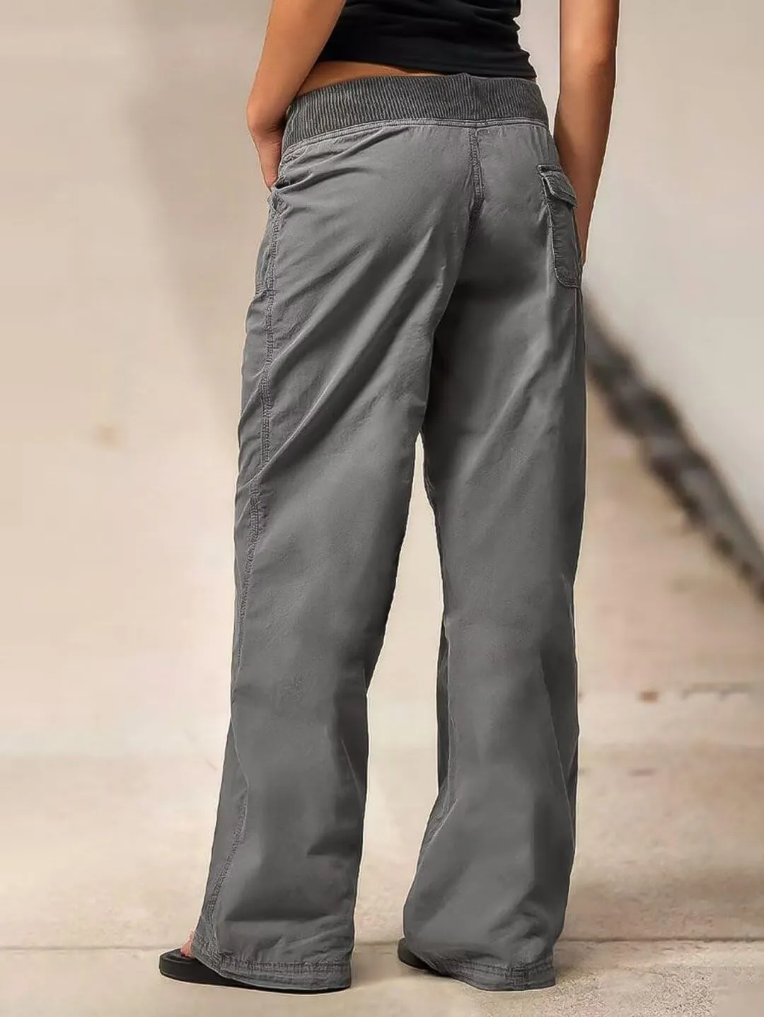 Flamingals Straight Leg Cargo Low Rise Drawstring Pants