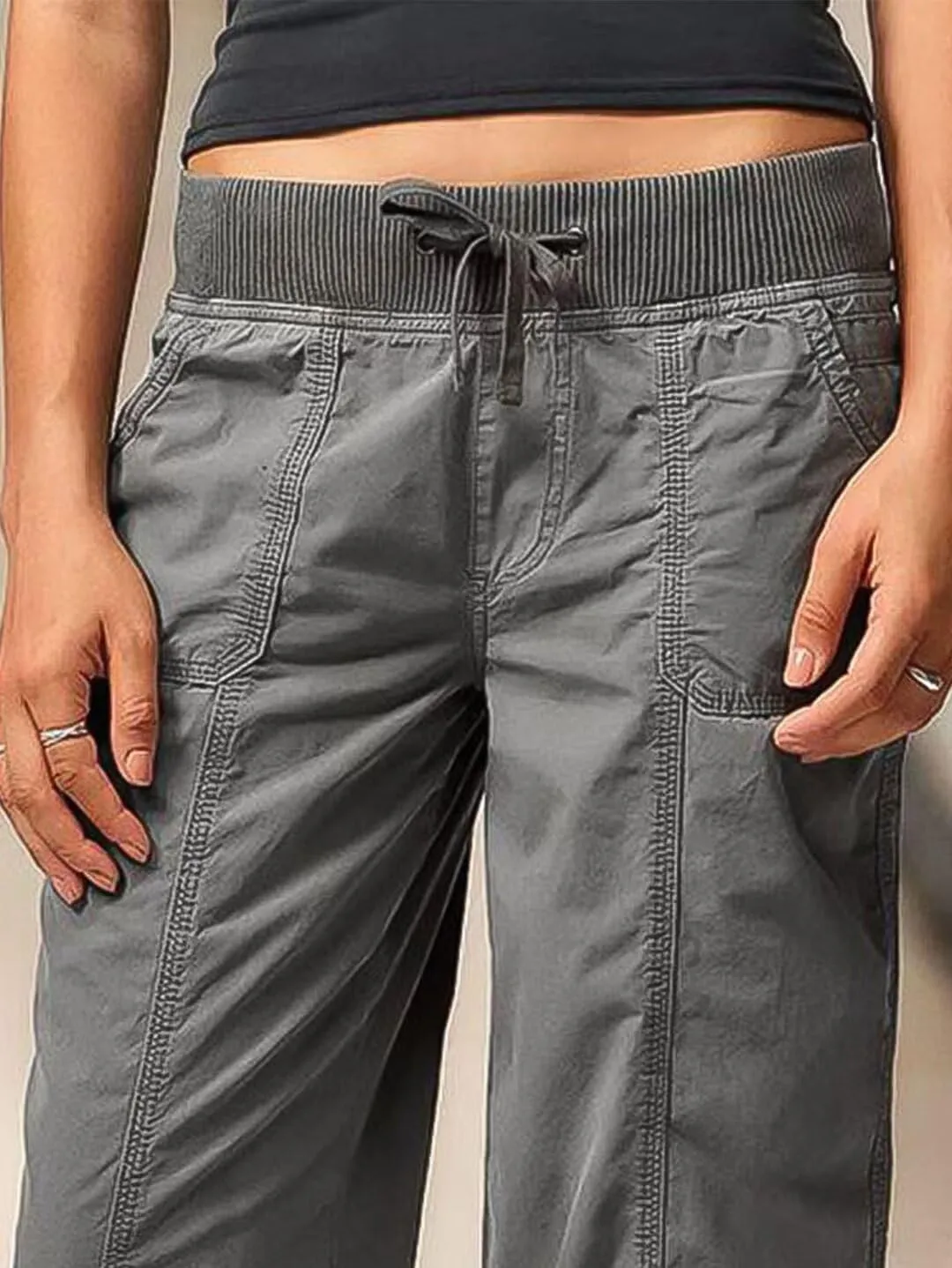 Flamingals Straight Leg Cargo Low Rise Drawstring Pants