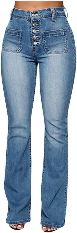 Flare Jeans for Women Plus Size Wide Leg Pant Distressed Washed 70s Fashion Vintage Cowboy Jeans Bootcut Pant