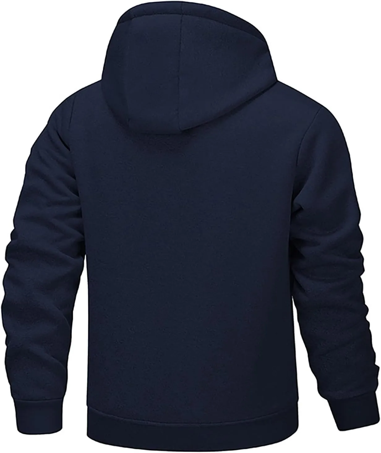 Fleece Jacket Men 2024 Winter Sherpa Lined Jackets Zip Up Hooded Coats Drawstring Thicken Warm Outerwear with Pocket