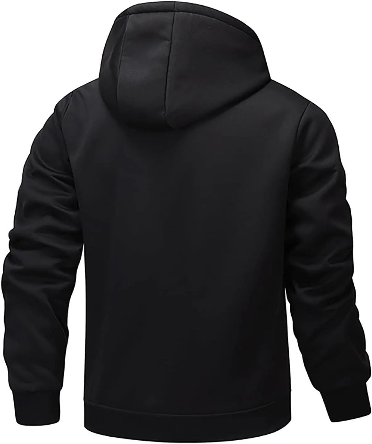 Fleece Jacket Men 2024 Winter Sherpa Lined Jackets Zip Up Hooded Coats Drawstring Thicken Warm Outerwear with Pocket