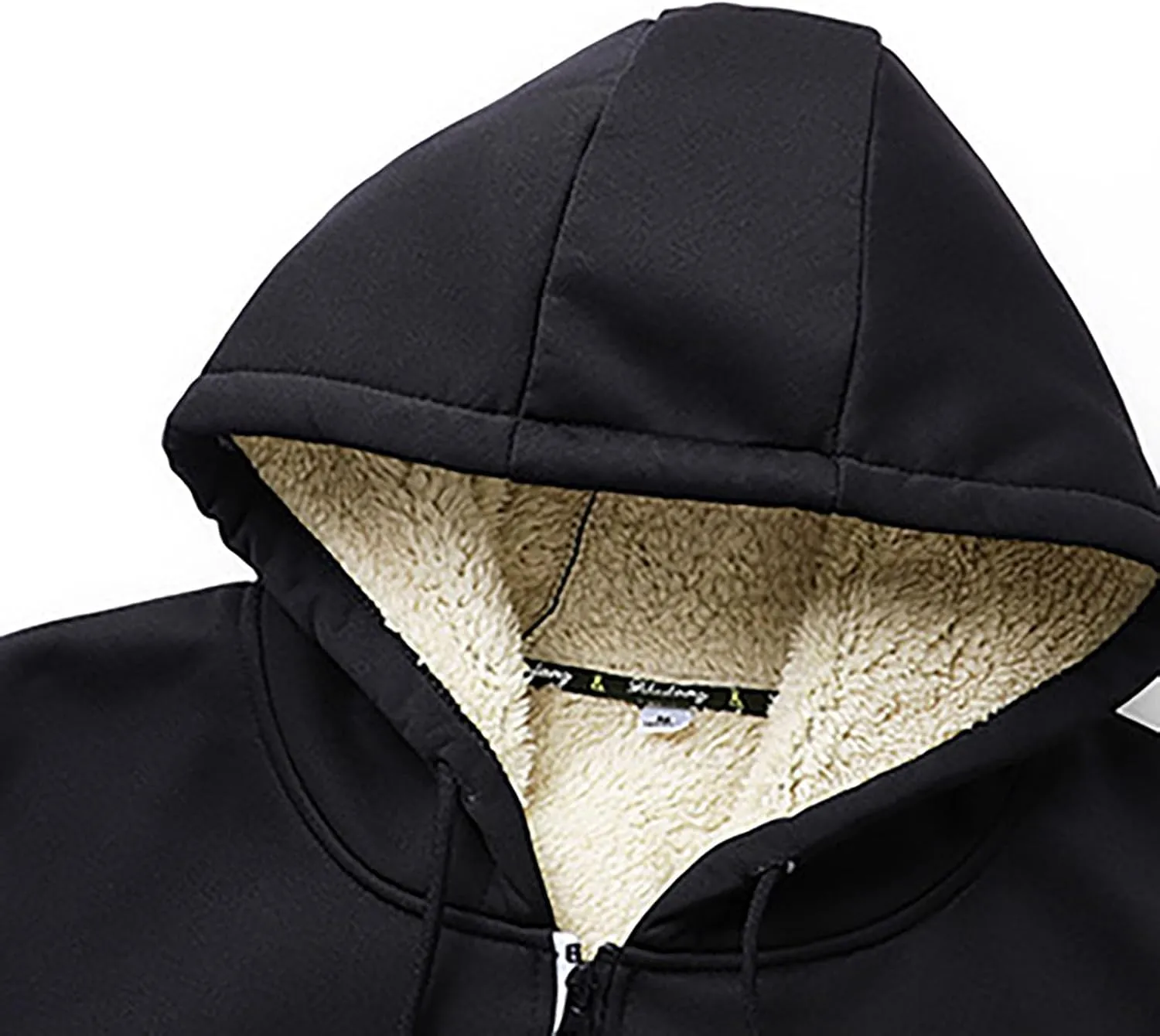 Fleece Jacket Men 2024 Winter Sherpa Lined Jackets Zip Up Hooded Coats Drawstring Thicken Warm Outerwear with Pocket