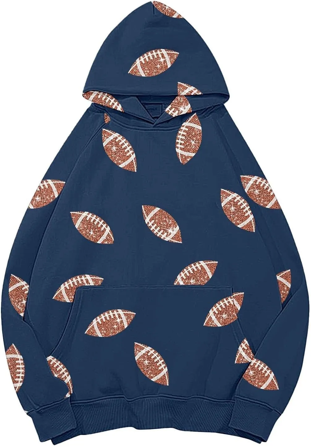 Football Game Day Sweatshirt for Women Fall Graphic Print Pullover Hoodie Casual Long Sleeve Football Mom Shirts