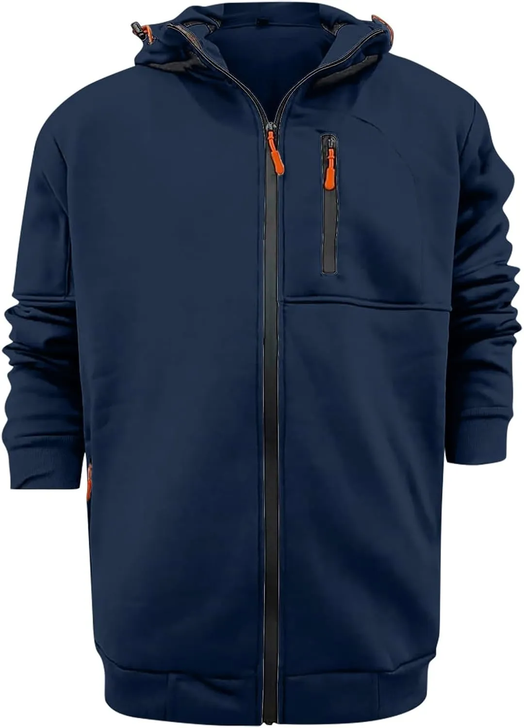 Full Zip Hoodies for Men Long Sleeve Workout Hoodie Vintage Drawstring Casual Pullover With Pockets Tactical Hoodies