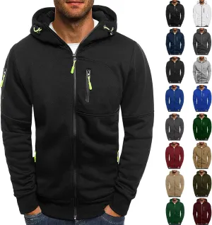 Full Zip Hoodies for Men Long Sleeve Workout Hoodie Vintage Drawstring Casual Pullover With Pockets Tactical Hoodies