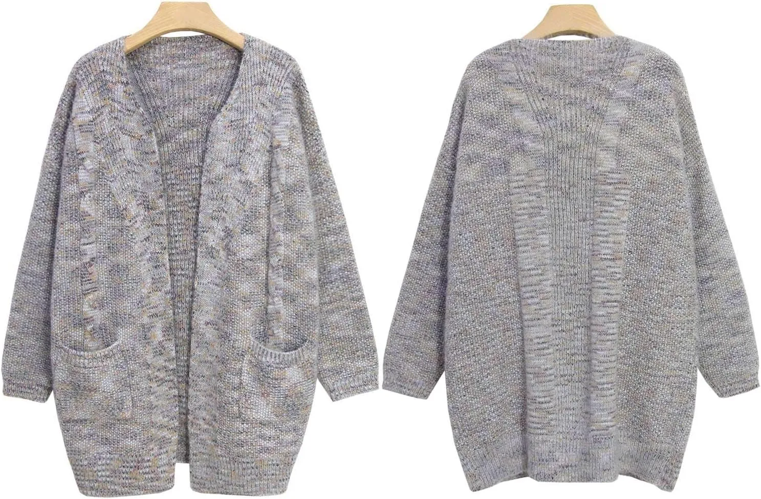 futurino Knit Cardigan Women's Chunky Open Front Outwear Cover Up with Pockets