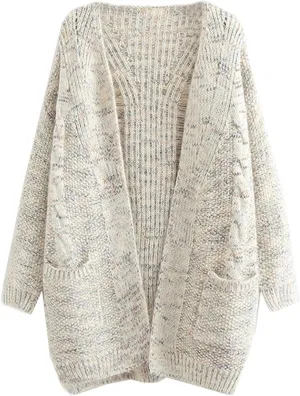futurino Knit Cardigan Women's Chunky Open Front Outwear Cover Up with Pockets