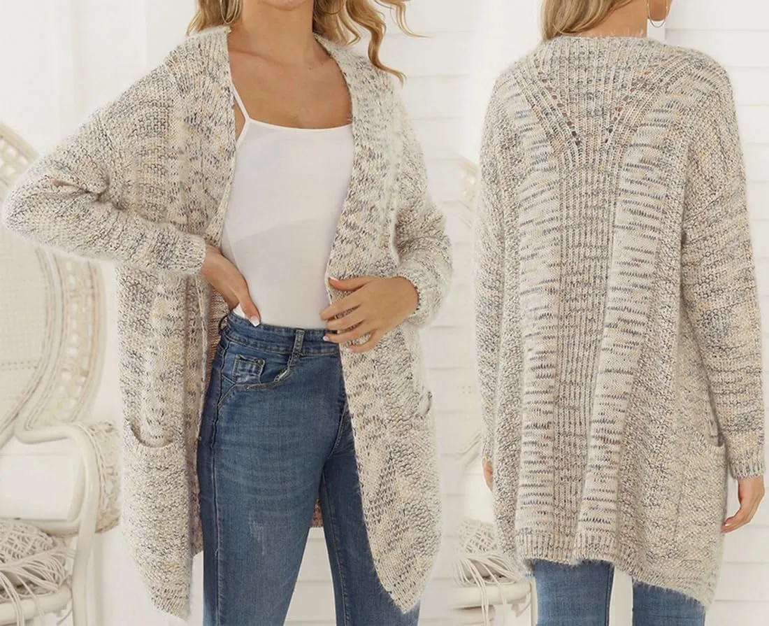 futurino Knit Cardigan Women's Chunky Open Front Outwear Cover Up with Pockets