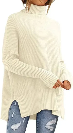 Geleglaer Ribbed Knit Turtleneck Sweater Women Slim Solid Color Pullover Sweaters for Women Casual Fall Winter Women's Tops