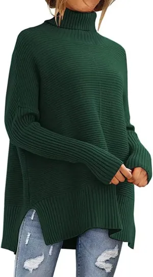 Geleglaer Ribbed Knit Turtleneck Sweater Women Slim Solid Color Pullover Sweaters for Women Casual Fall Winter Women's Tops