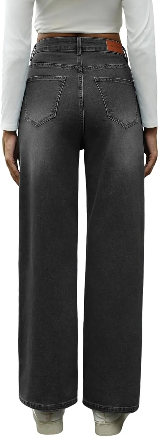 Genleck Women Loose Ripped Boyfriends Jeans High Waist Baggy Denim Pants Distressed Wide Leg Jeans Y2K