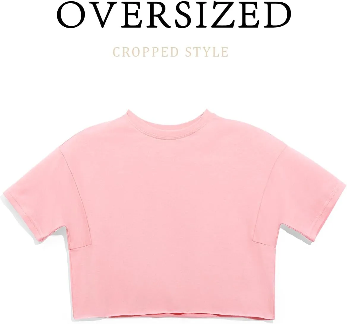 Girls Athletic Oversized Crop Tops Kids Drop Shoulder Short Sleeve T Shirts Workout Tees 5-14 Years