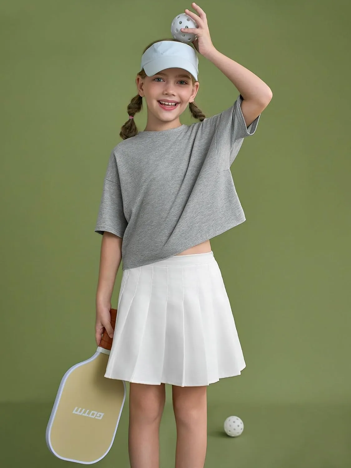 Girls Athletic Oversized Crop Tops Kids Drop Shoulder Short Sleeve T Shirts Workout Tees 5-14 Years