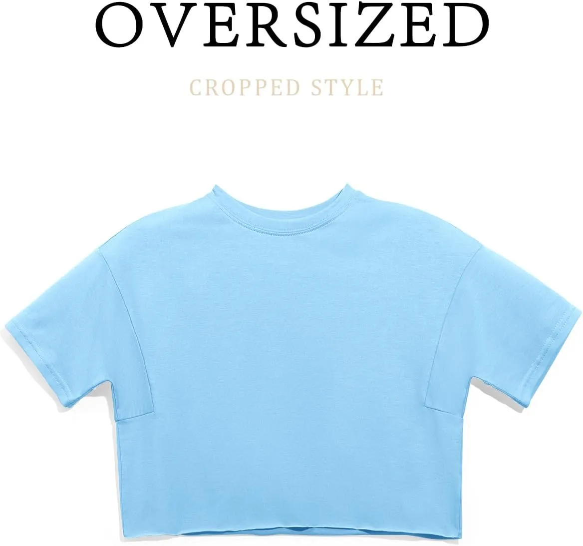 Girls Athletic Oversized Crop Tops Kids Drop Shoulder Short Sleeve T Shirts Workout Tees 5-14 Years
