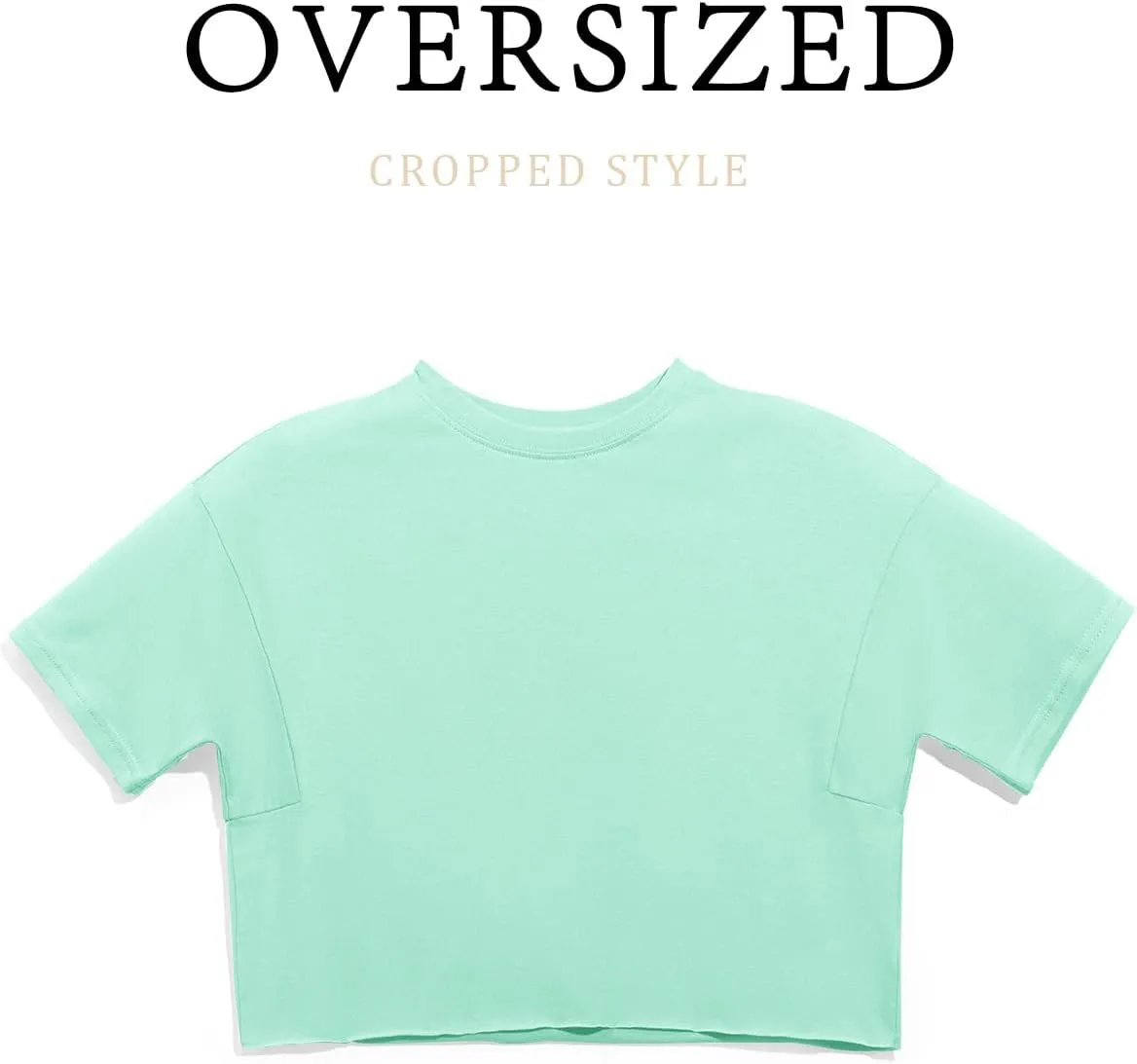 Girls Athletic Oversized Crop Tops Kids Drop Shoulder Short Sleeve T Shirts Workout Tees 5-14 Years