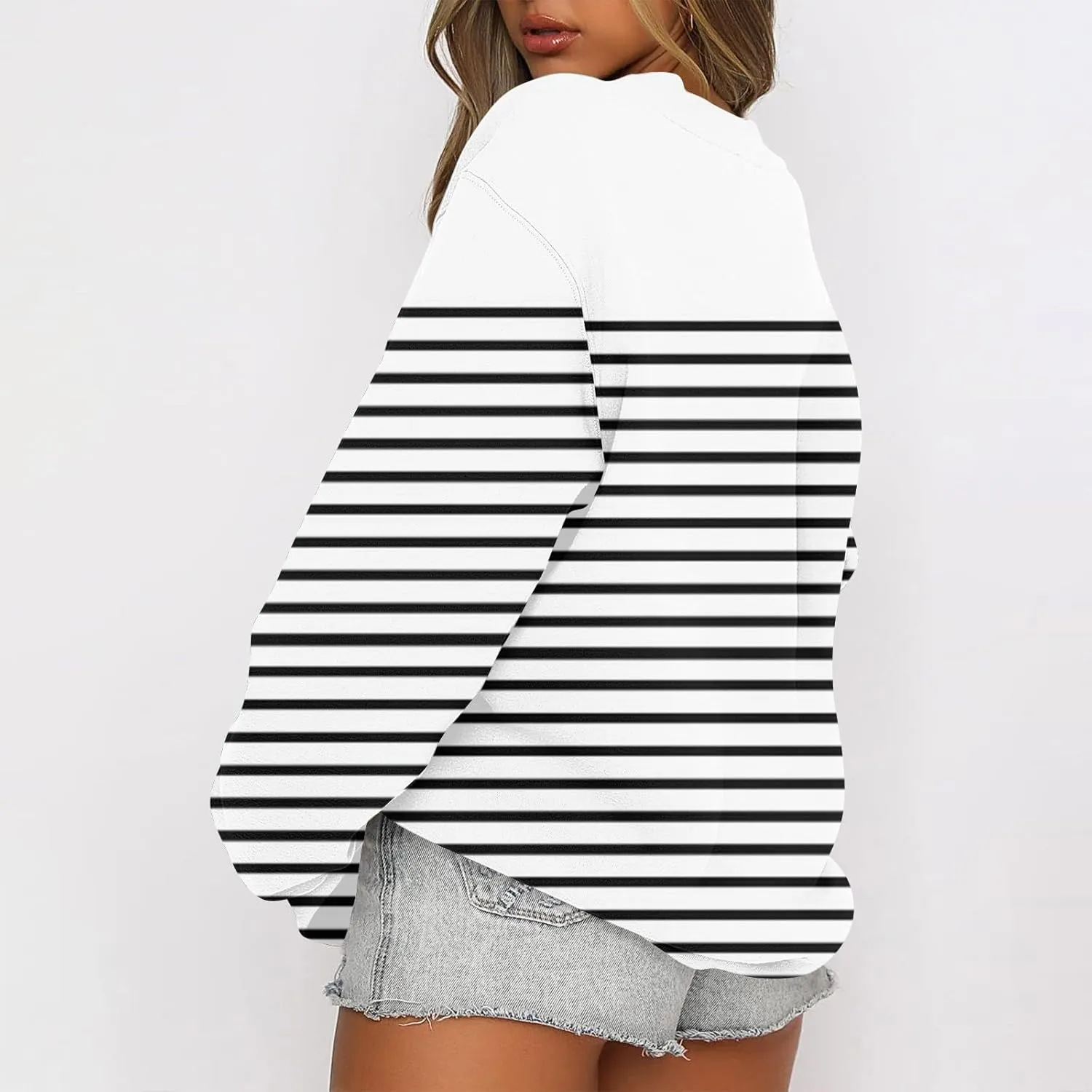 GOFULY Crew Neck Oversized Sweatshirt For Girls Long Sleeve Fall Tops Crop Striped Color Block Sweatshirts Winter Pullover