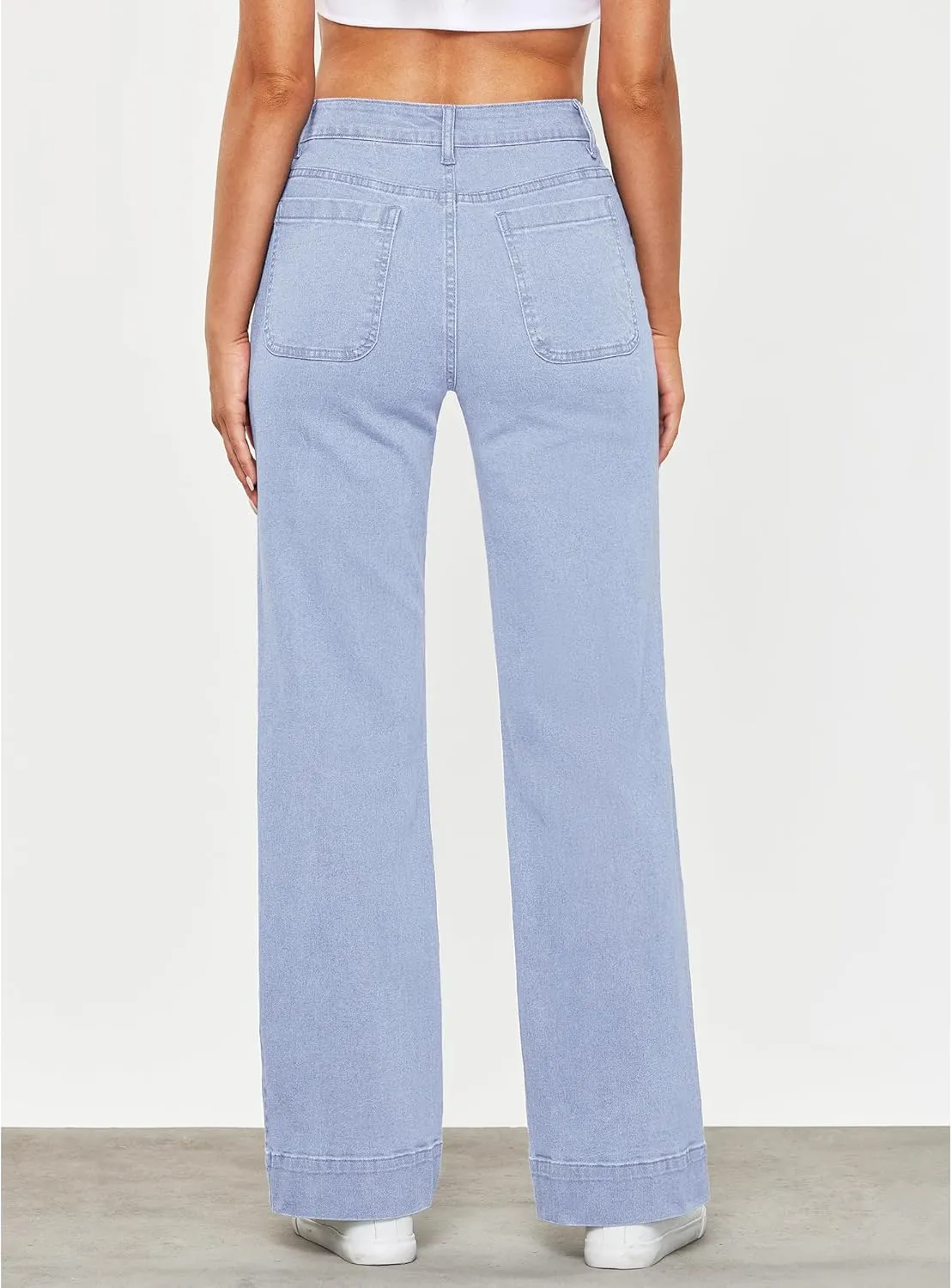 GRAPENT Wide Leg Jeans for Women High Waisted Flare Trendy Stretchy Denim Pants Duo Pockets Trouser Jeans