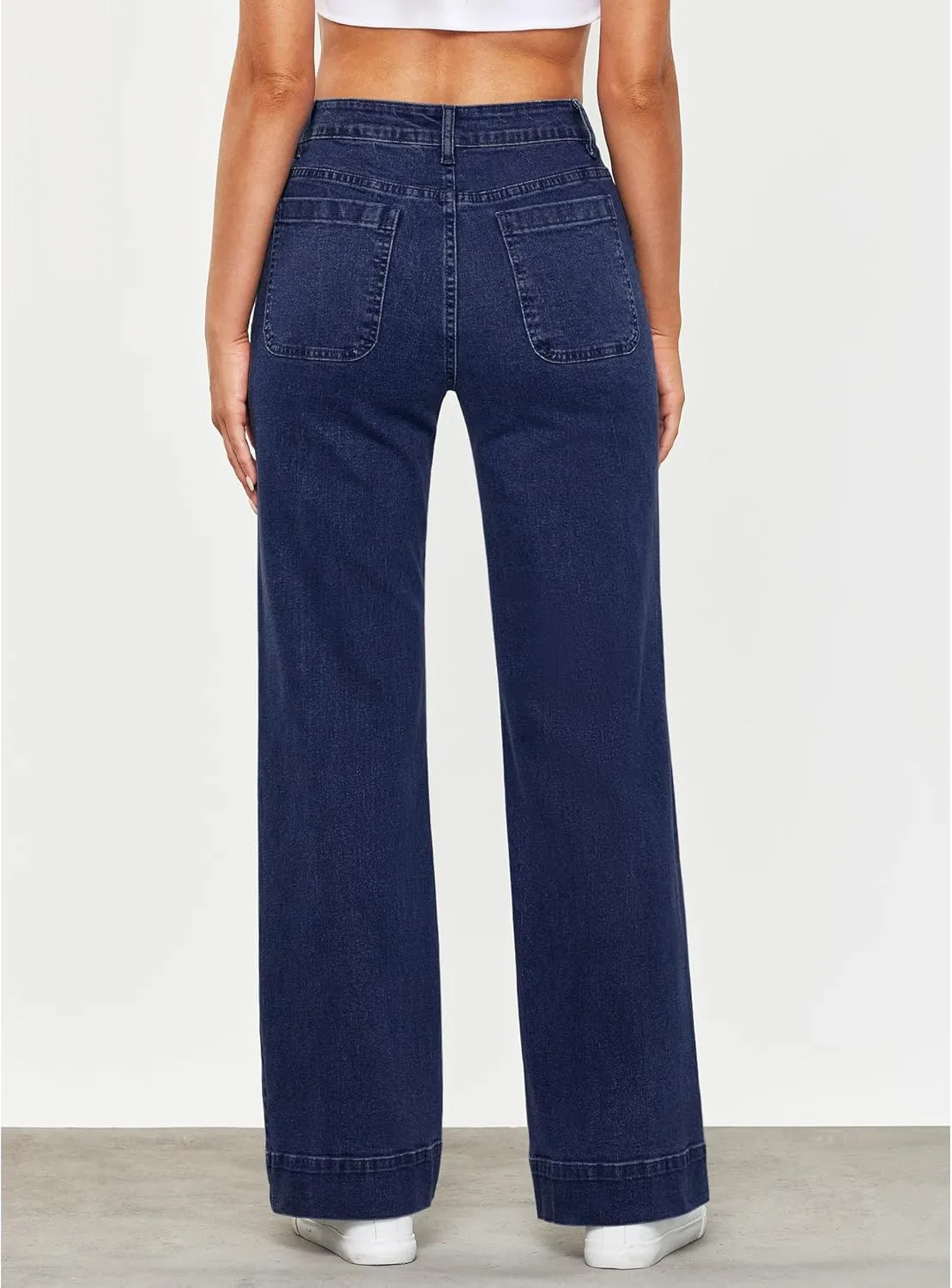 GRAPENT Wide Leg Jeans for Women High Waisted Flare Trendy Stretchy Denim Pants Duo Pockets Trouser Jeans