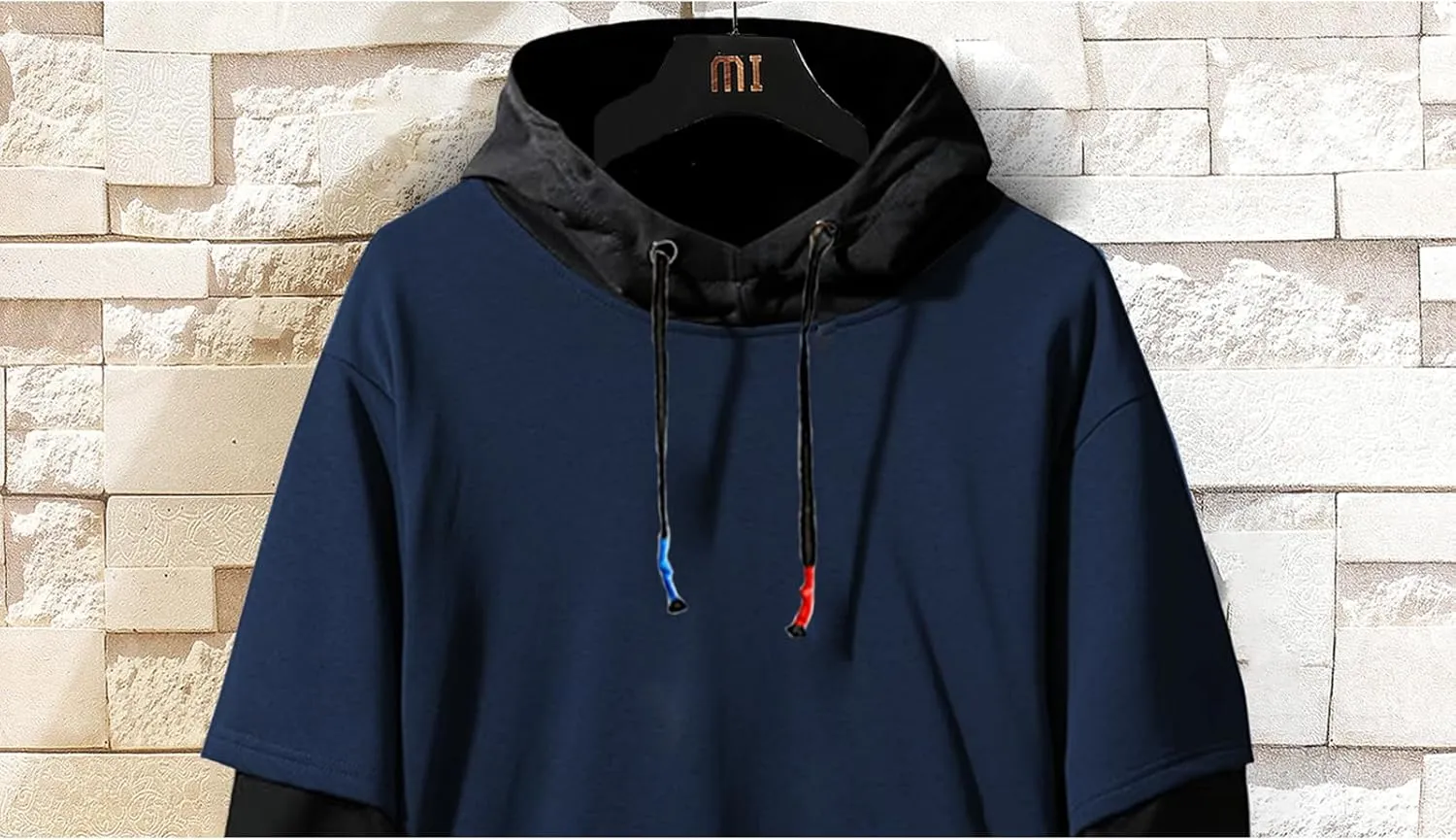 GURUNVANI Fashion Hoodies Men's Color Block Pullover O-Neck Hooded Sweatshirt Patchwork