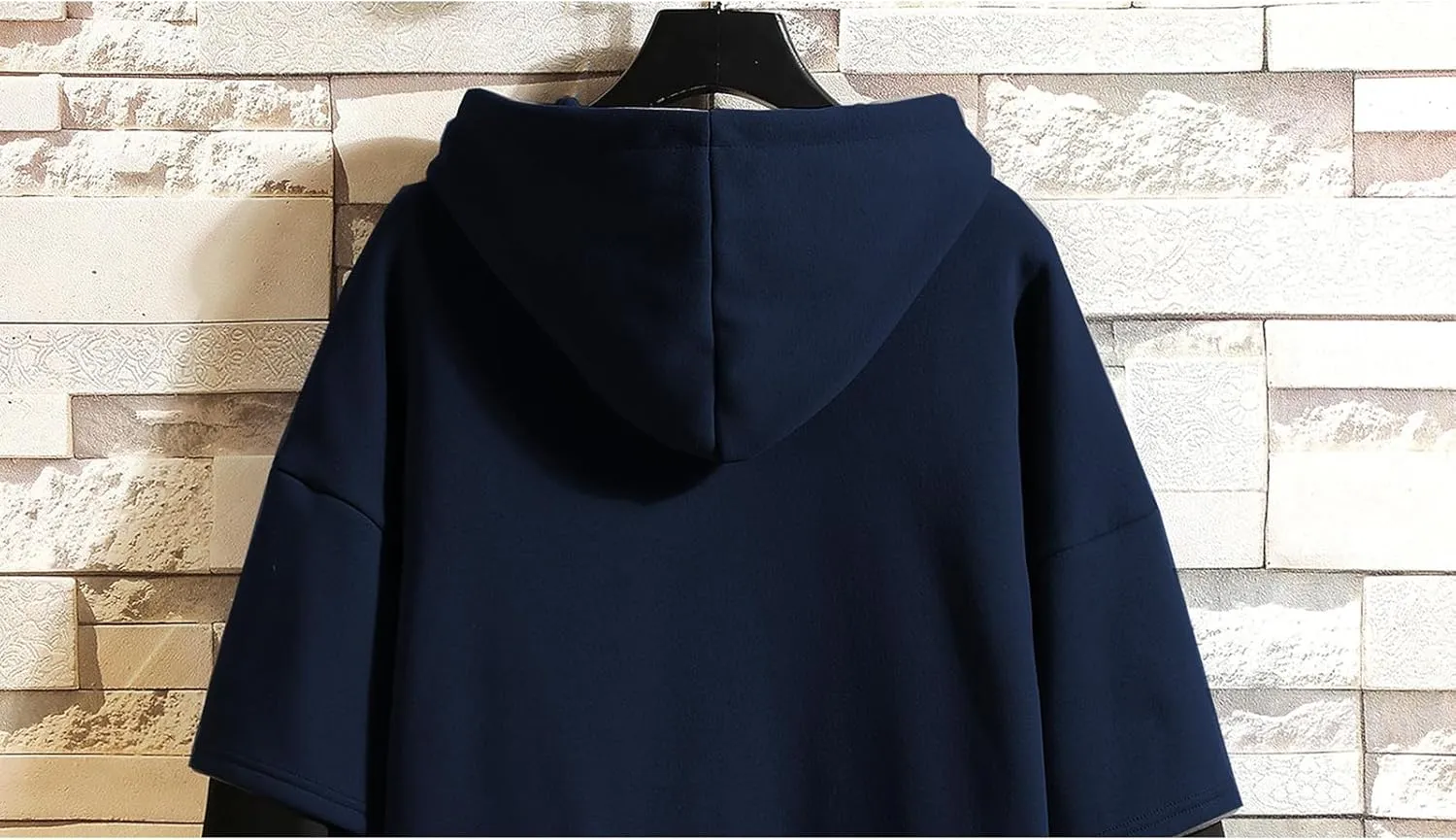 GURUNVANI Fashion Hoodies Men's Color Block Pullover O-Neck Hooded Sweatshirt Patchwork