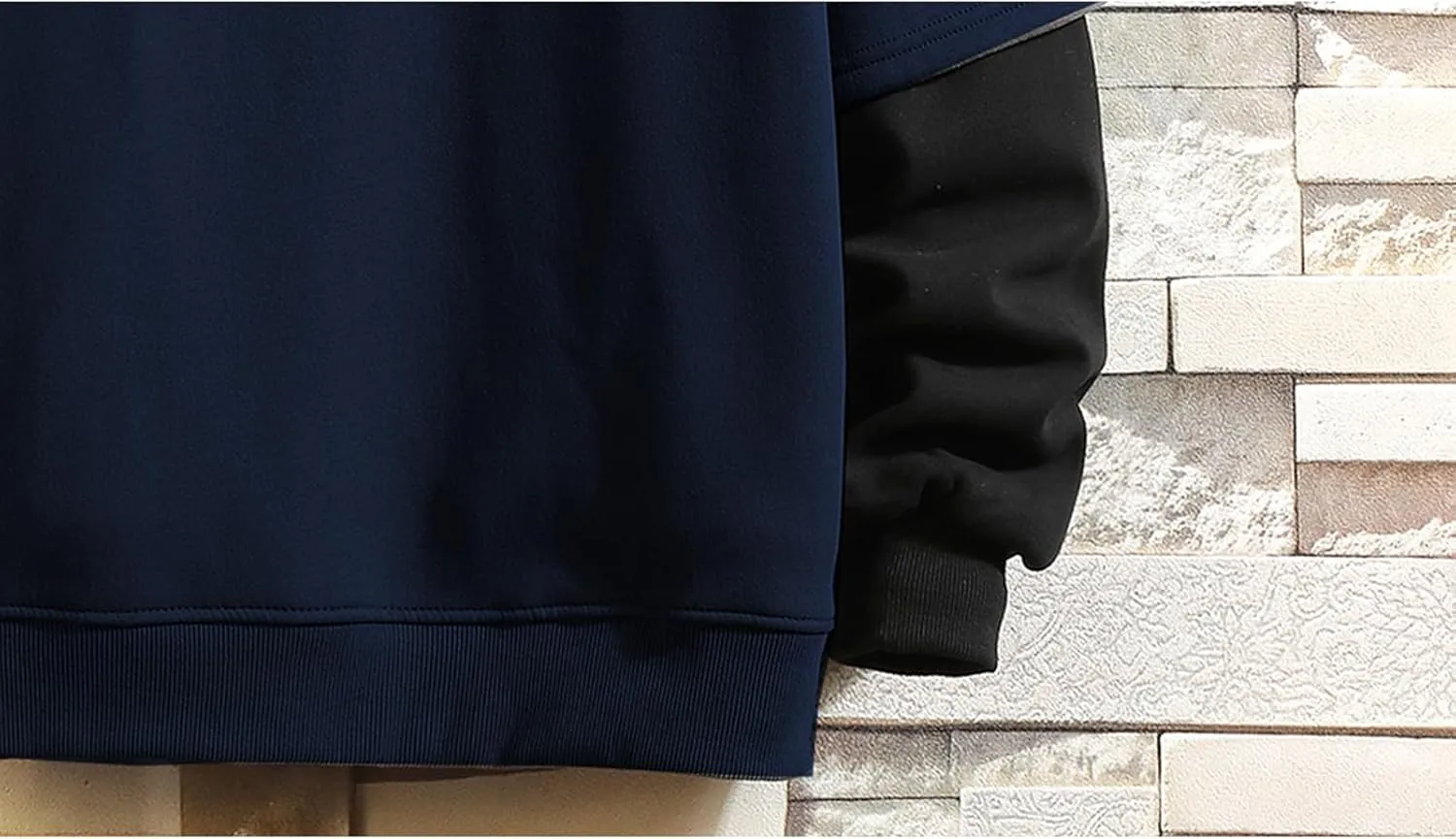 GURUNVANI Fashion Hoodies Men's Color Block Pullover O-Neck Hooded Sweatshirt Patchwork