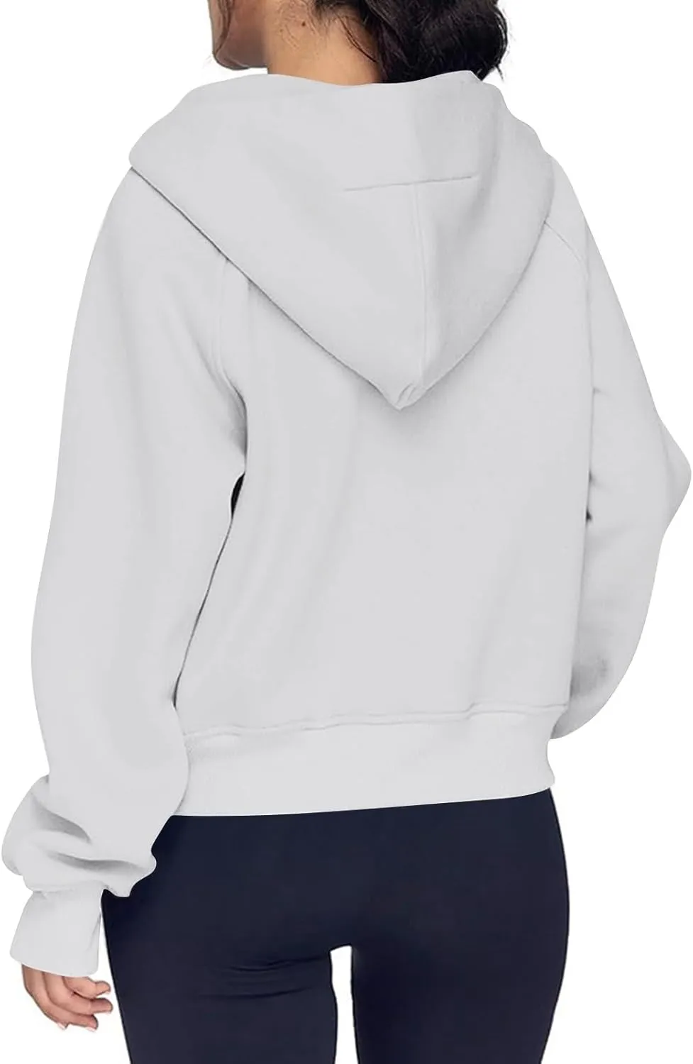 Half Zip Hoodie Cropped Fleece Sweatshirts for Women Oversized Stand Collar Thumb Hole Comfy Pullover Hoodies