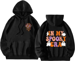 Halloween Hoodies for Teen Girls Spooky Season Letter Print Cute Halloween Sweatshirt Casual Trendy Halloween Clothes