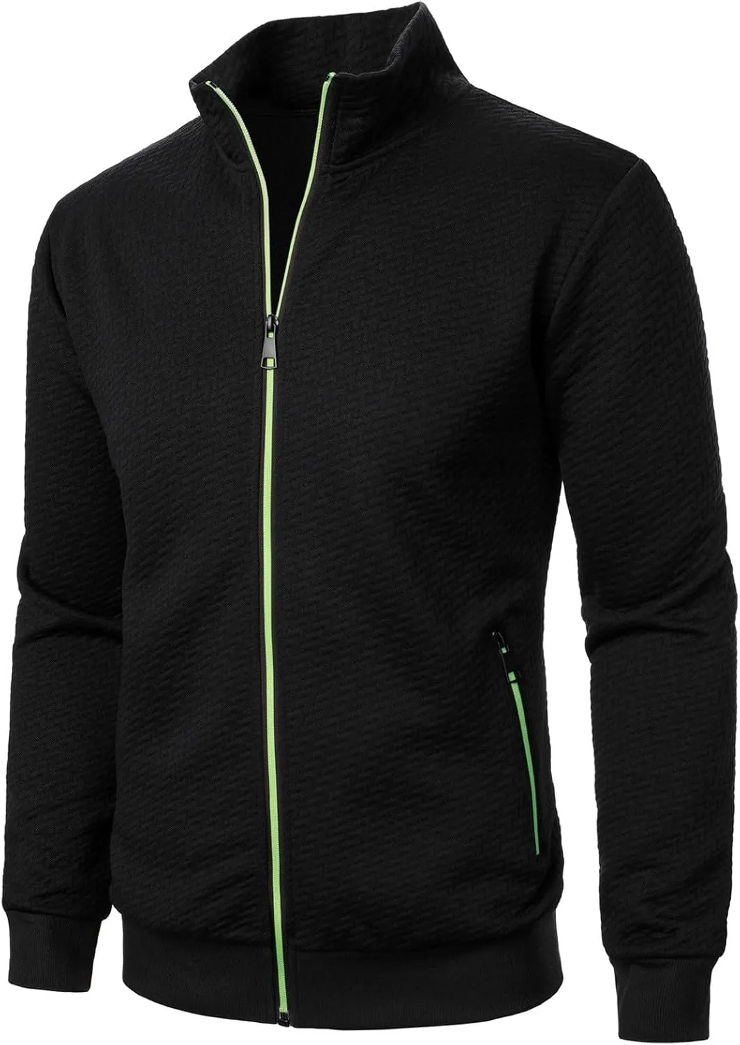 Henlley Shirts for Men Fashion Casual Solid Color Zippered Jacket Top Mens Jacket Mens Long Sleeve Tee Shirts Fall
