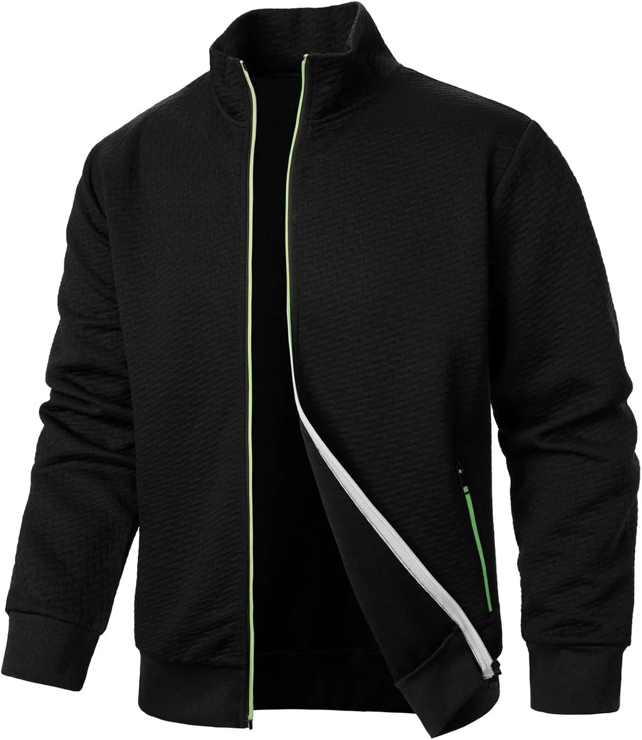 Henlley Shirts for Men Fashion Casual Solid Color Zippered Jacket Top Mens Jacket Mens Long Sleeve Tee Shirts Fall