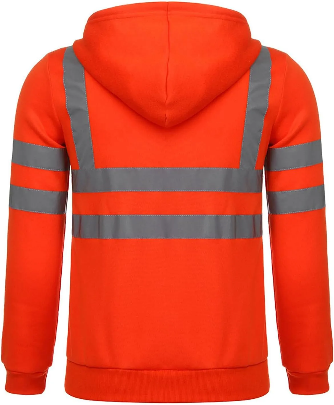 High Visibility Safety Sweatshirt for Men Full Zip Up Hooded Jacket Work Utility Hi-Vis Hoodies Novelty Outwear Top