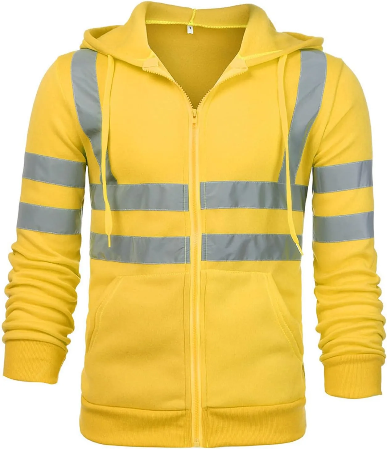 High Visibility Safety Sweatshirt for Men Full Zip Up Hooded Jacket Work Utility Hi-Vis Hoodies Novelty Outwear Top