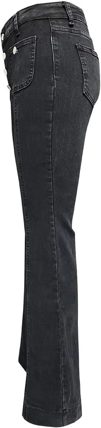 High Waisted Jeans for Women Bell Bottom Stretchy Wide Leg Flare Jeans Business Casual Denim Pants with Pockets