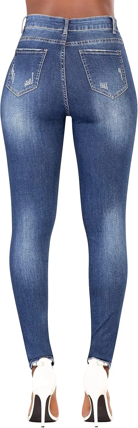 High Waisted Jeans for Women, Trendy Womens Jeans, Skinny Butt Lift Pants for Women with Tummy Control.