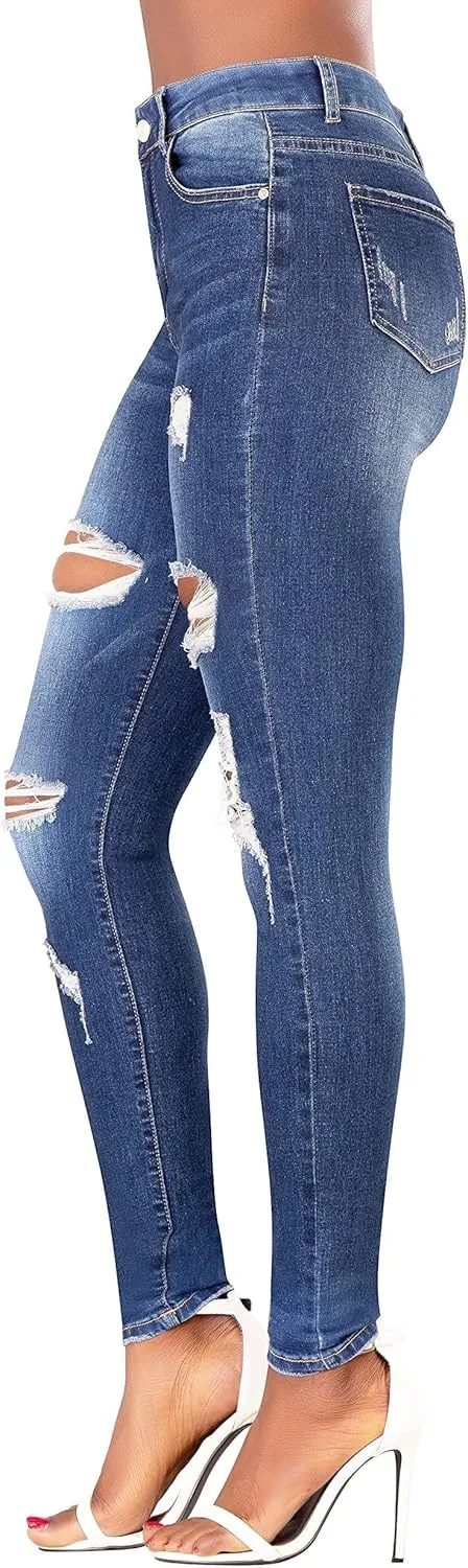 High Waisted Jeans for Women, Trendy Womens Jeans, Skinny Butt Lift Pants for Women with Tummy Control.