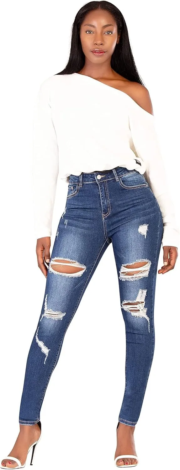 High Waisted Jeans for Women, Trendy Womens Jeans, Skinny Butt Lift Pants for Women with Tummy Control.