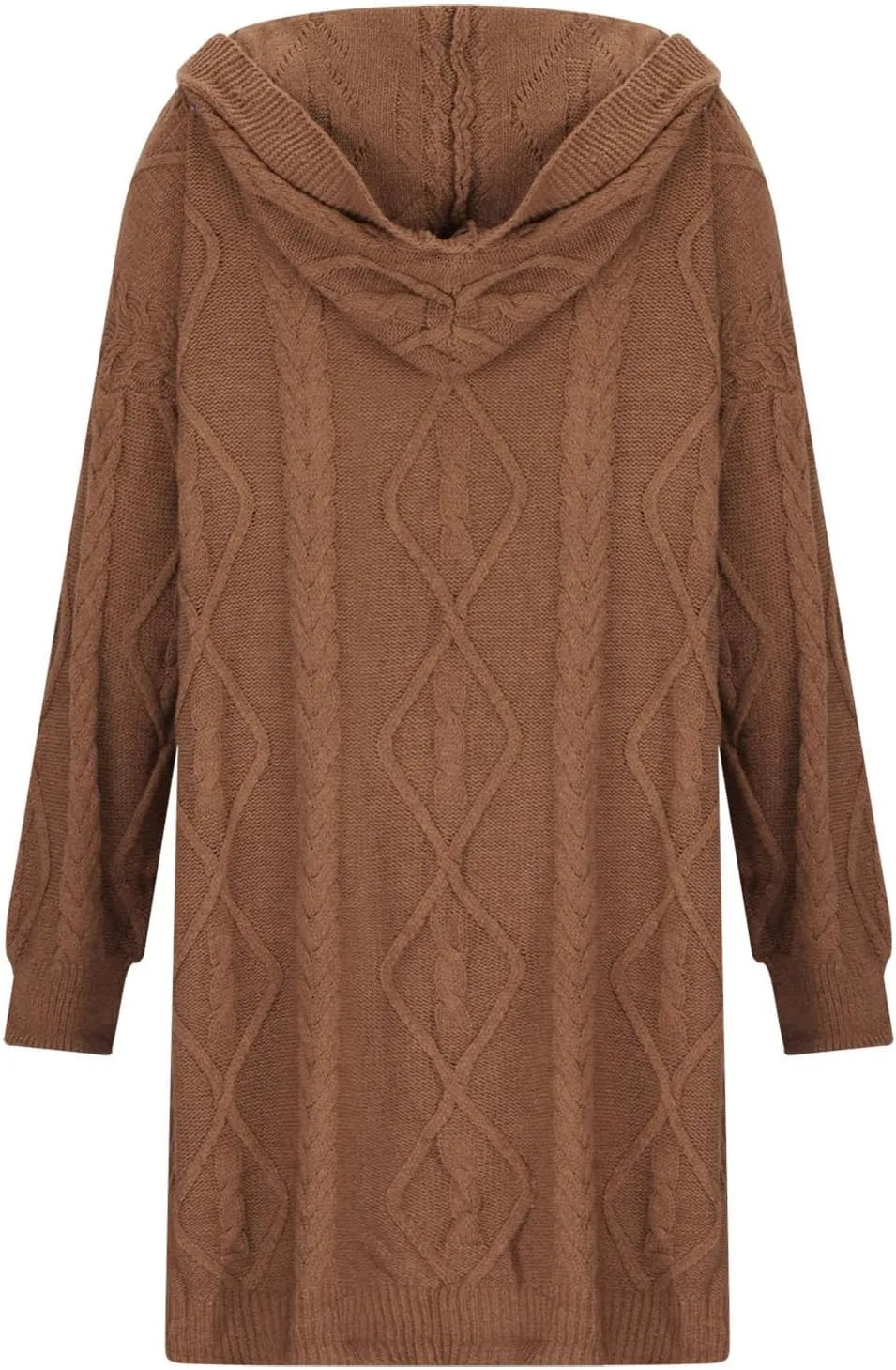 Hooded Cardigan Sweater Womens Fall Winter Cable Knit Knitwear Sweater Coat Button Down Chunky Long Coats with Pockets