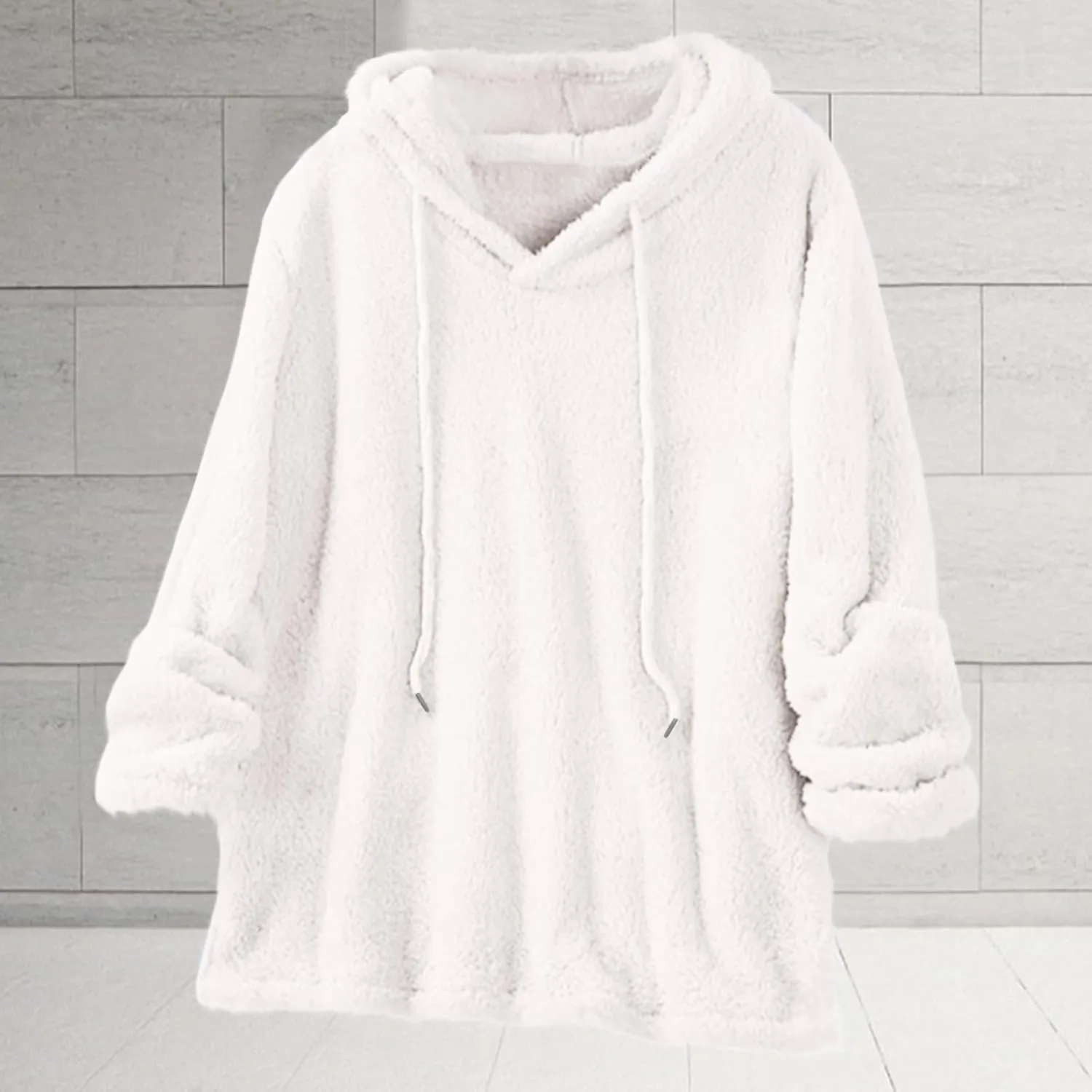 Hooded Sweatshirt for Women Trendy Loose Fit Long Sleeve Solid Color Sweaters Comfort Casual Drawstring Hoodies